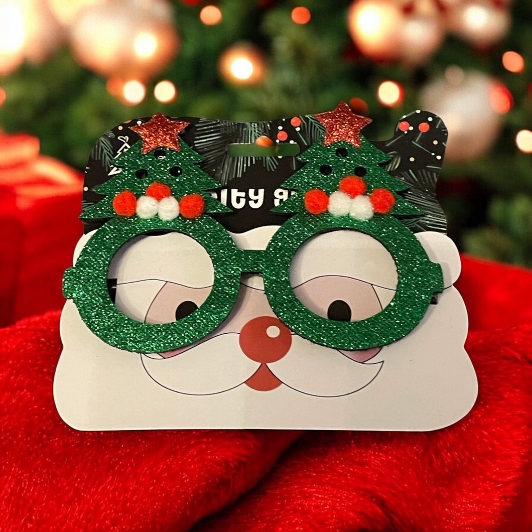 Glitzy Novelty Christmas Glasses