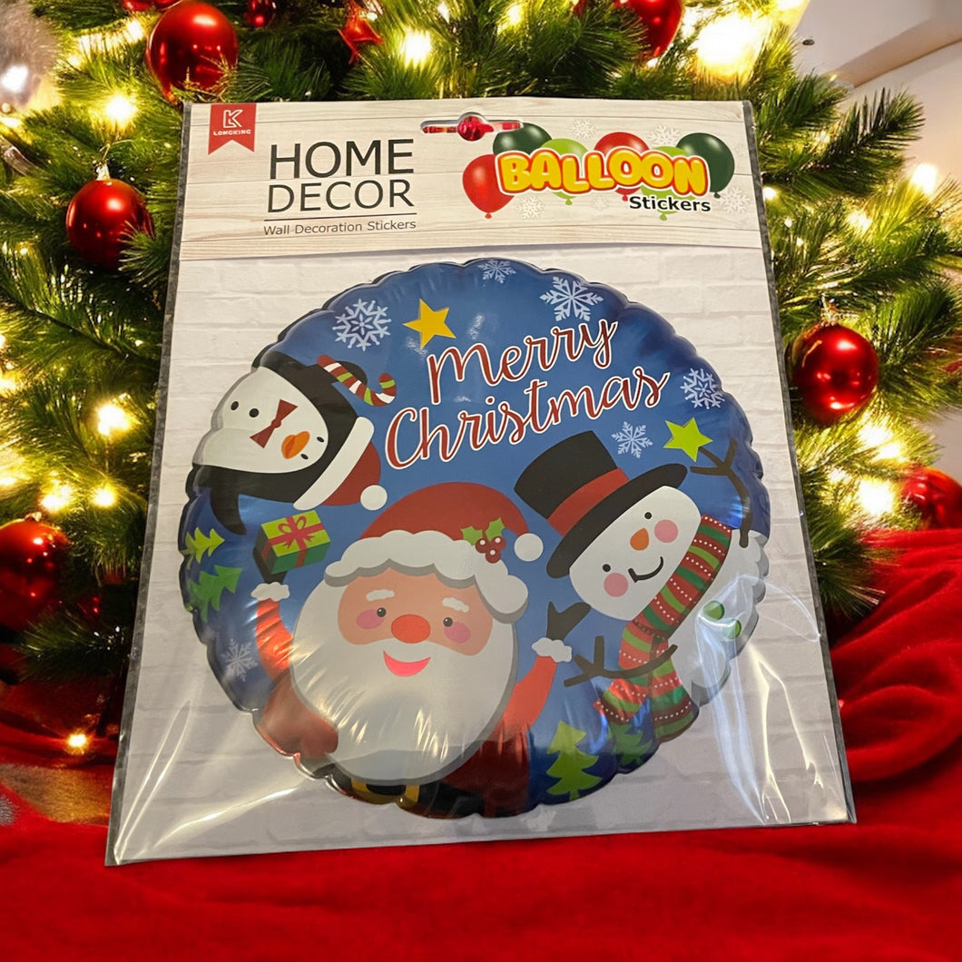 Balloon Stickers - Blue Santa